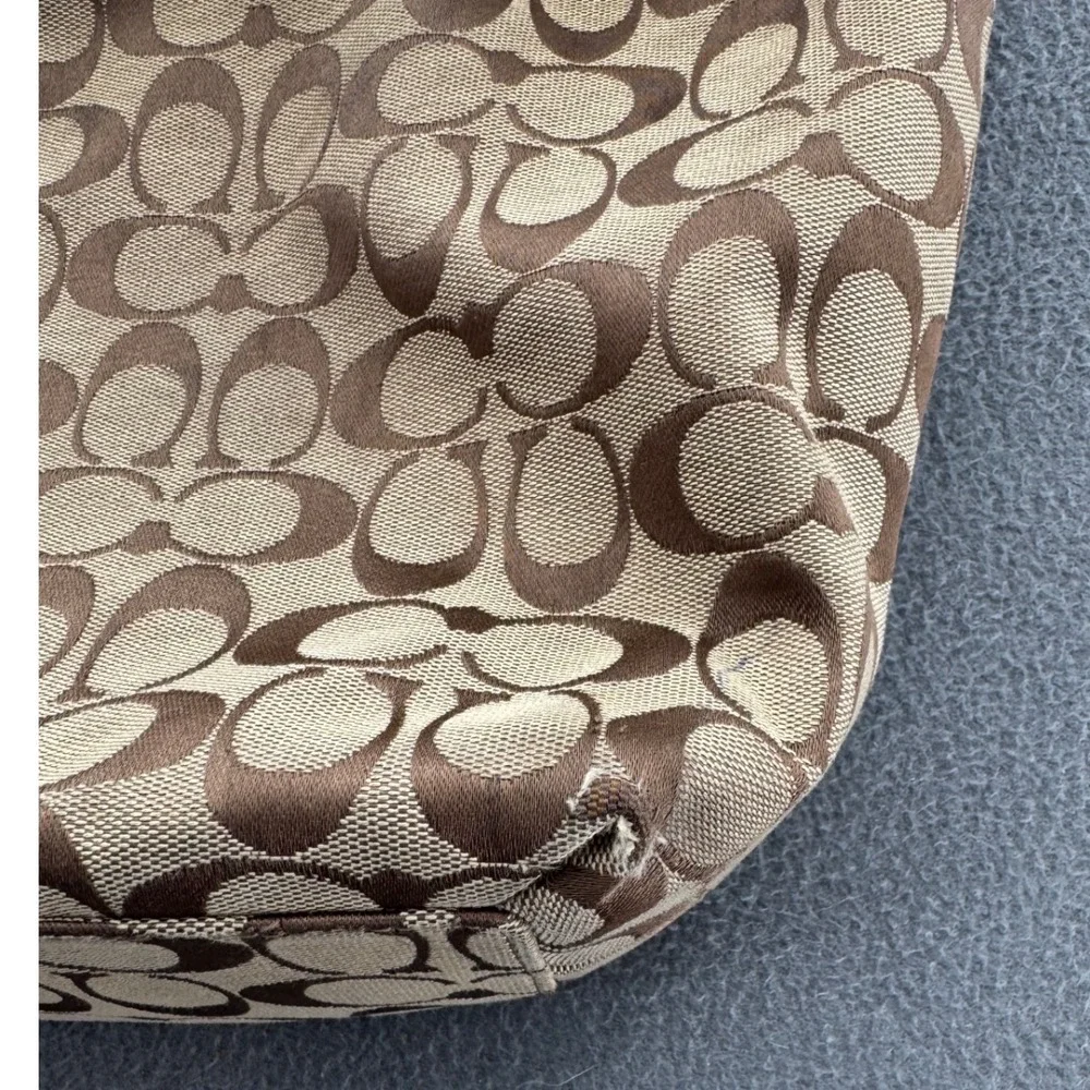 Coach Signature C Hobo Y2K Bag Medium Brown Gold F14691 Jacquard Shoulder Preppy